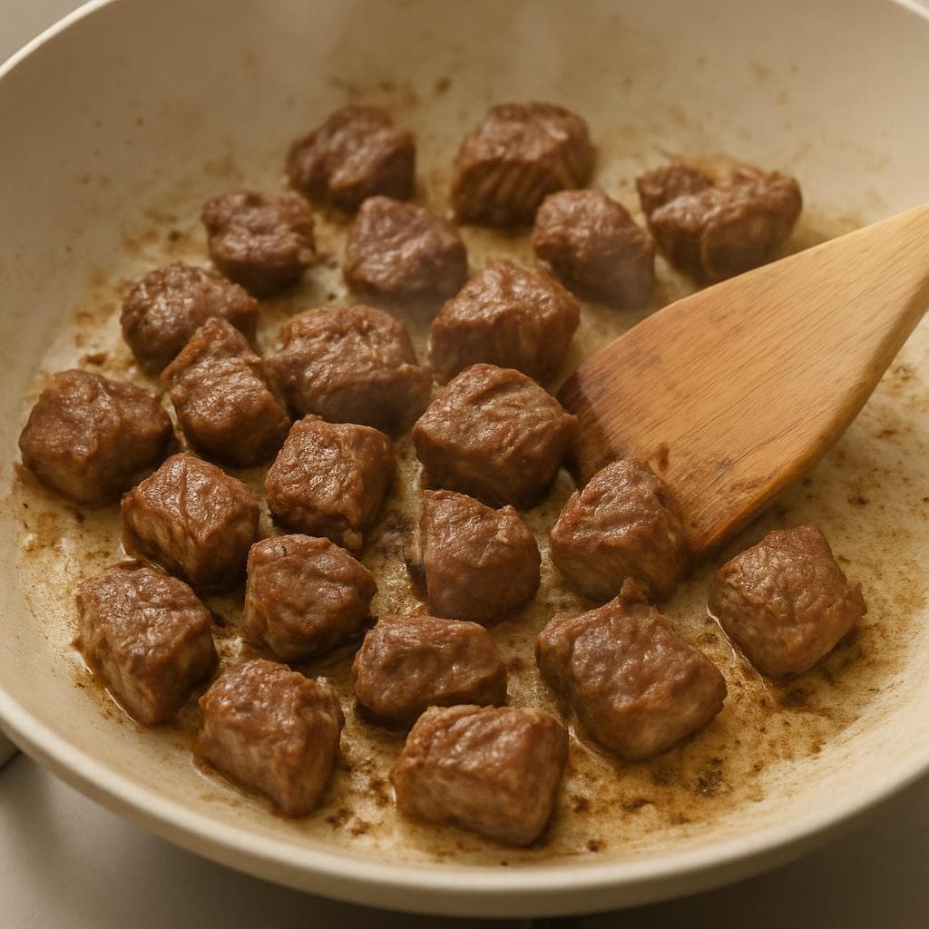 Говядина с грибами и гречкой в сметанном соусе: шаг 2