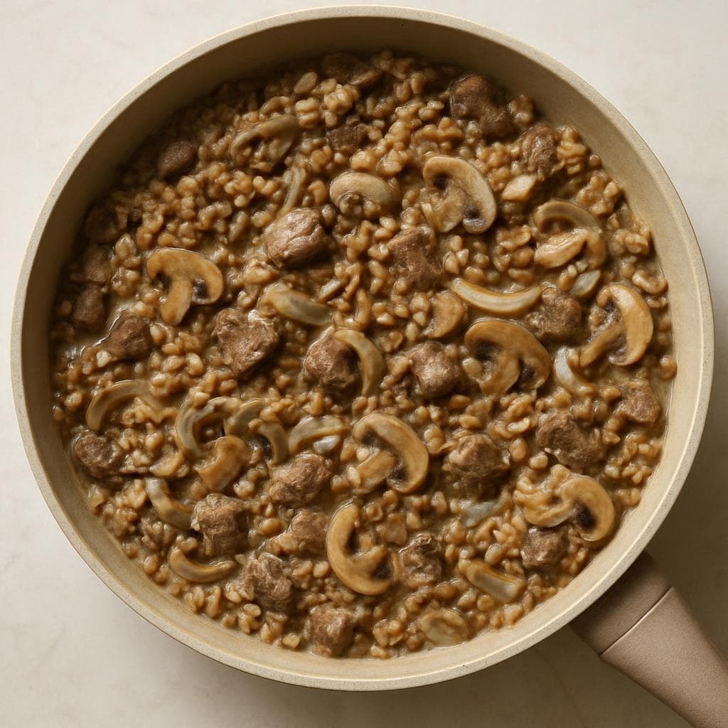 Говядина с грибами и гречкой в сметанном соусе: шаг 4