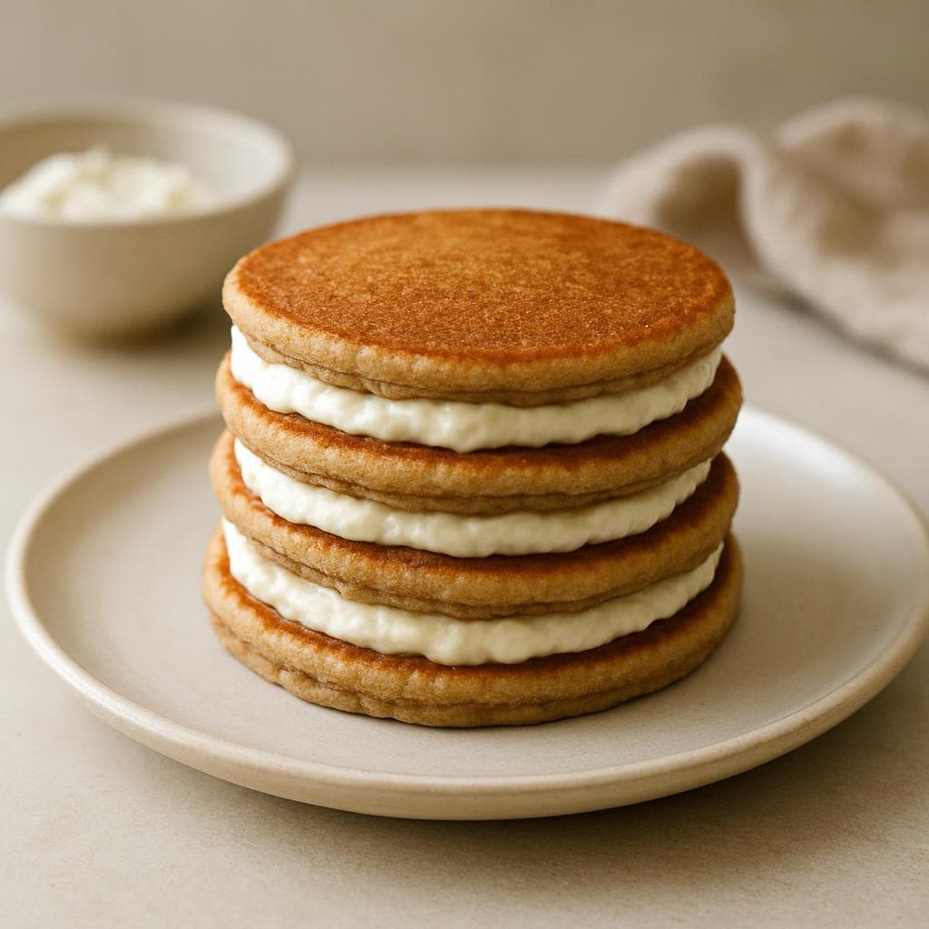 Гречневые панкейки с творожным кремом и ягодами: шаг 4