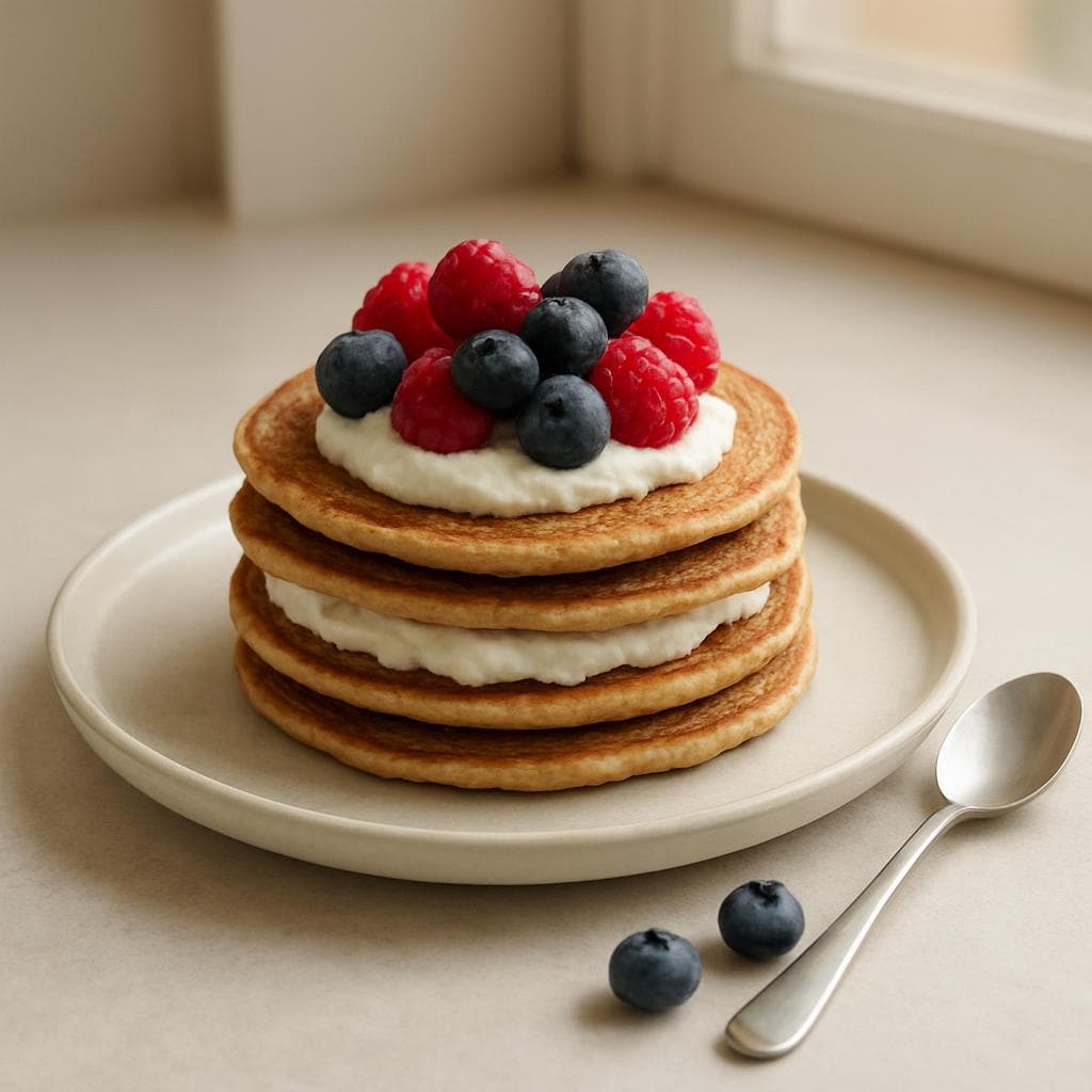 Гречневые панкейки с творожным кремом и ягодами: шаг 5