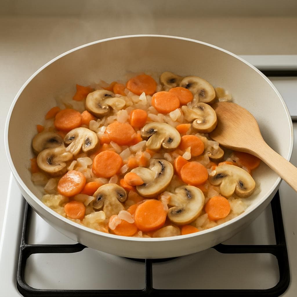 Индейка с булгуром и грибами в сливочном соусе: шаг 2