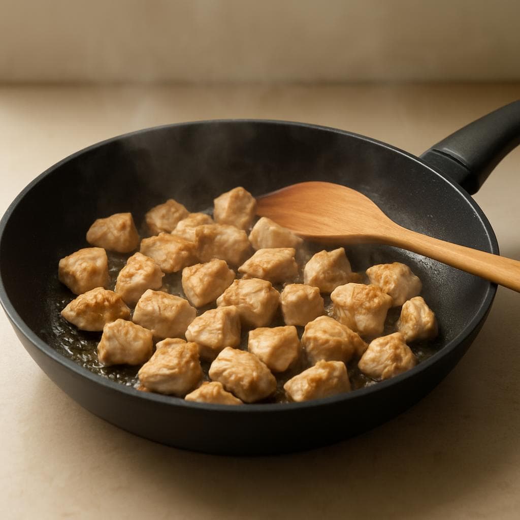 Индейка с грибами в томатной сковороде: шаг 2