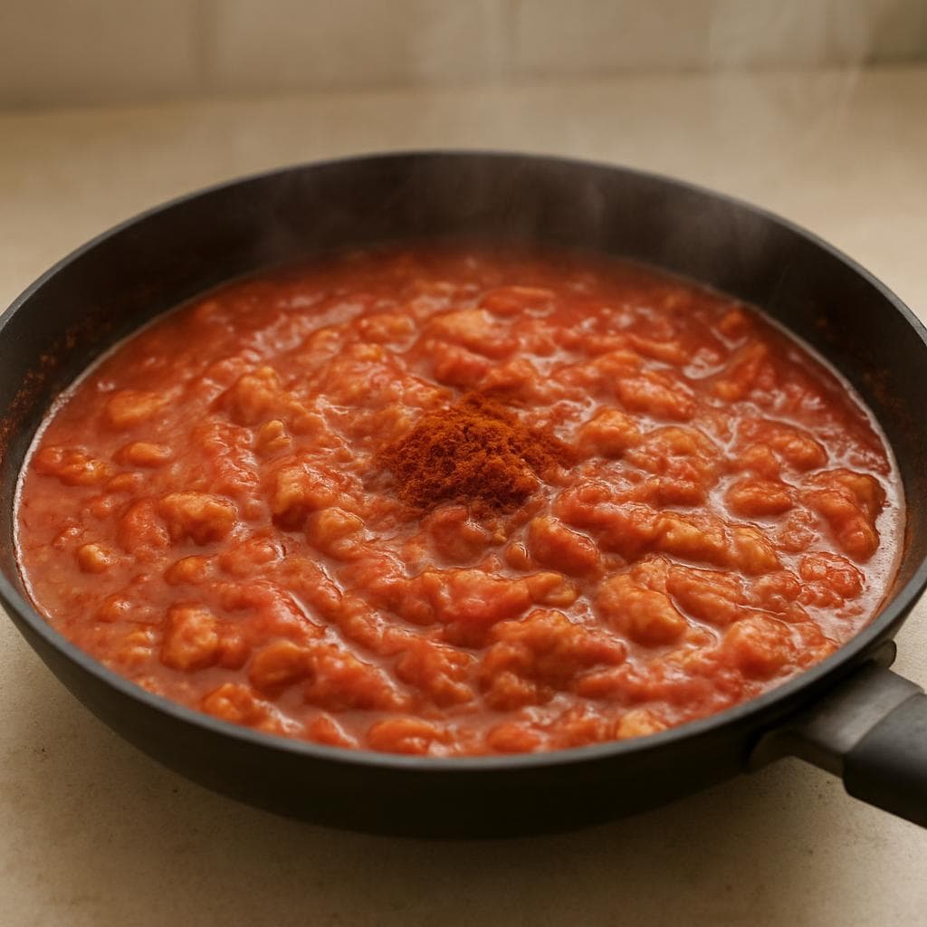 Индейка с грибами в томатной сковороде: шаг 4