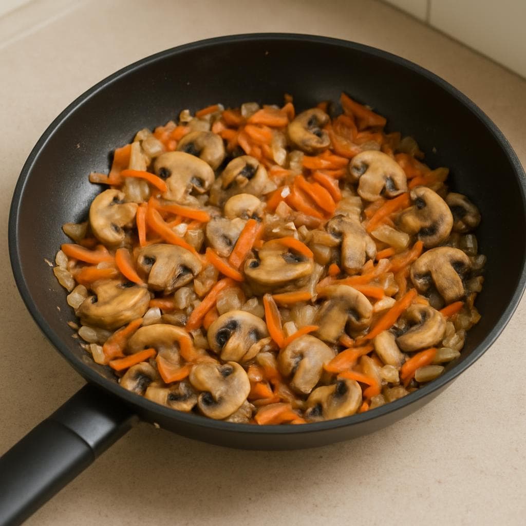 Индейка с перловкой и шампиньонами в томатно-йогуртовом соусе: шаг 2