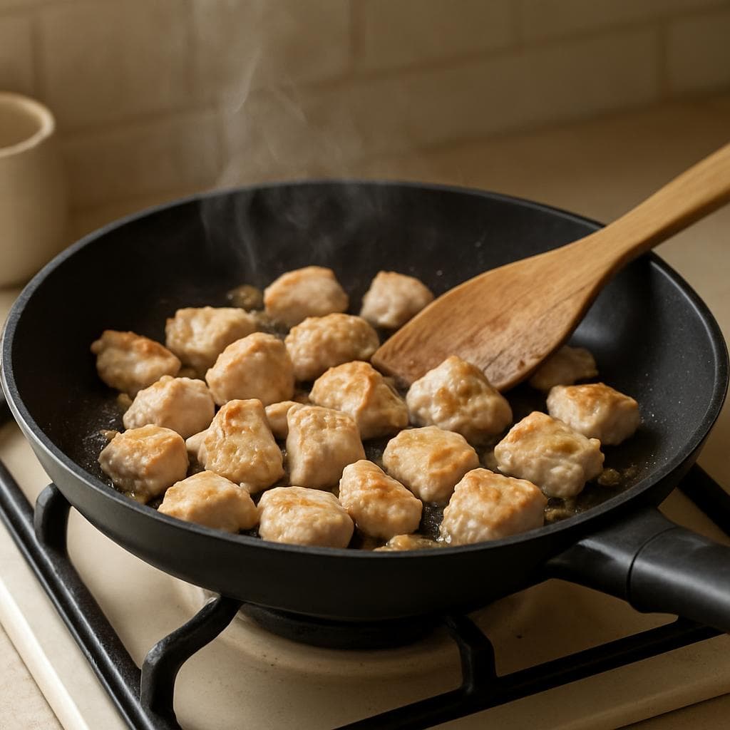 Индейка с шампиньонами и булгуром в йогуртовом соусе: шаг 2