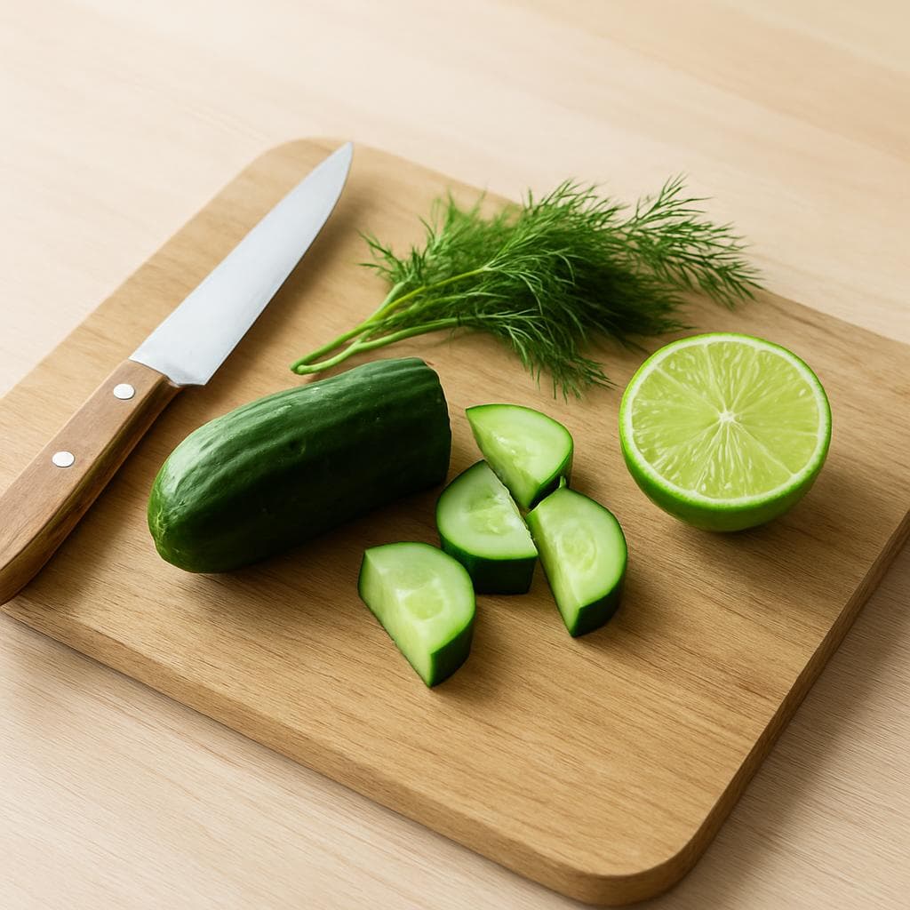 Кефирный напиток с огурцом, укропом и лаймом: шаг 1