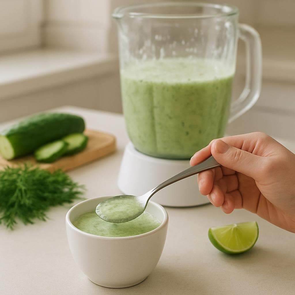 Кефирный напиток с огурцом, укропом и лаймом: шаг 3