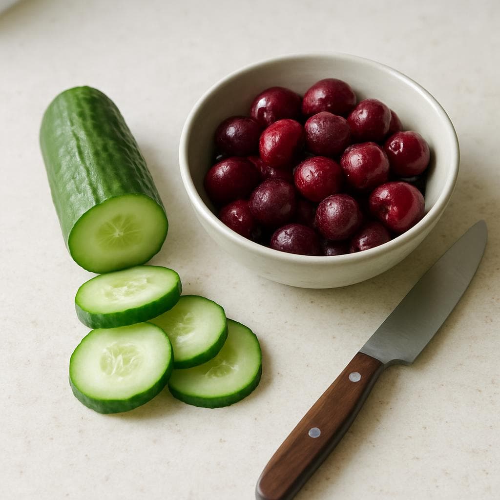 Кефирный напиток с вишней и огурцом: шаг 1