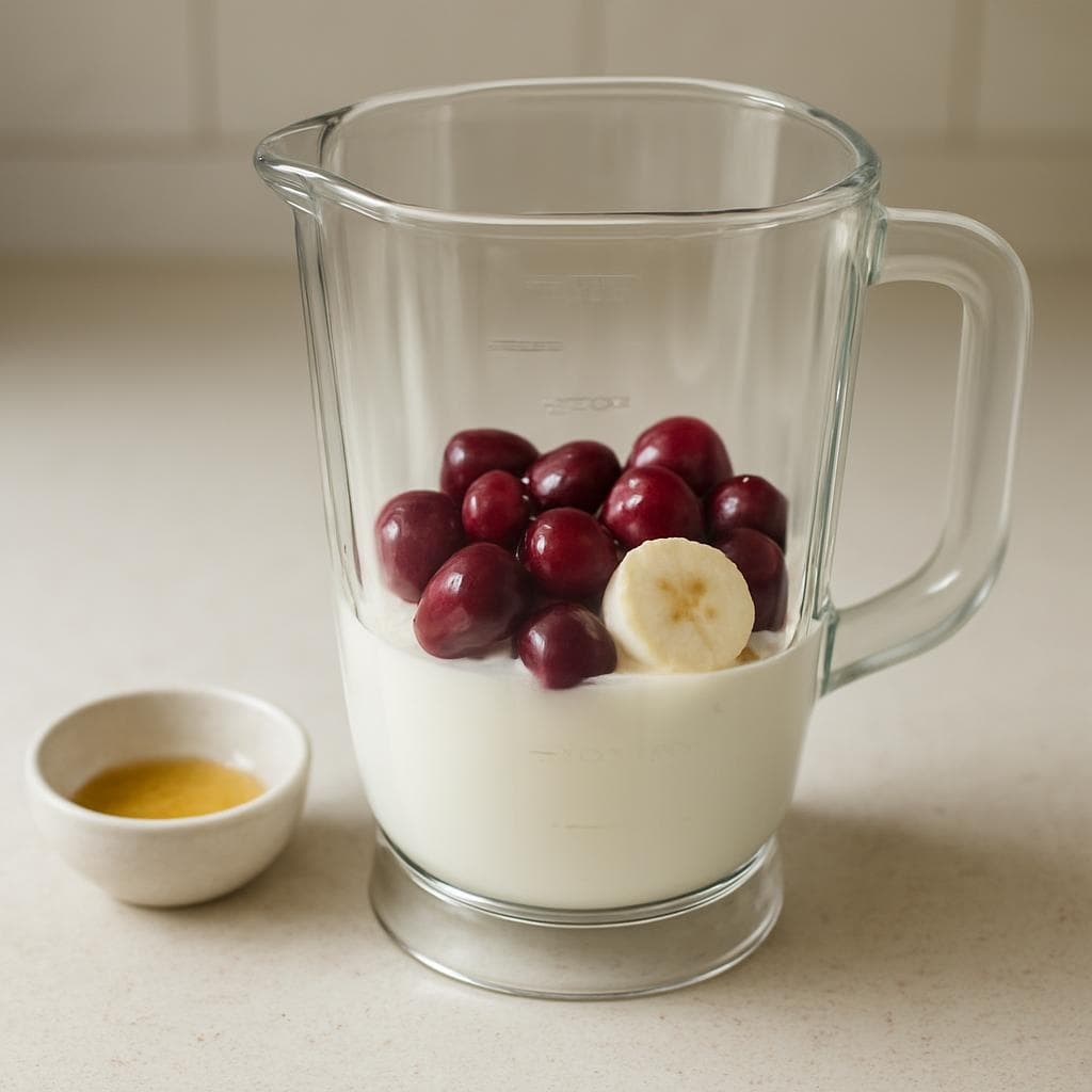 Кефирный смузи с вишней и овсяными хлопьями: шаг 1