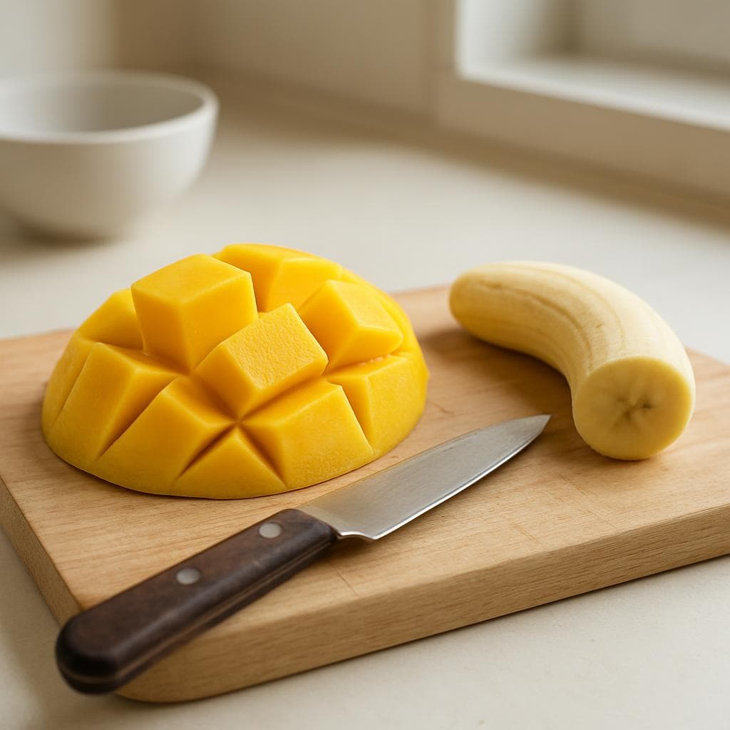 Мангово-апельсиновый смузи с йогуртом: шаг 1