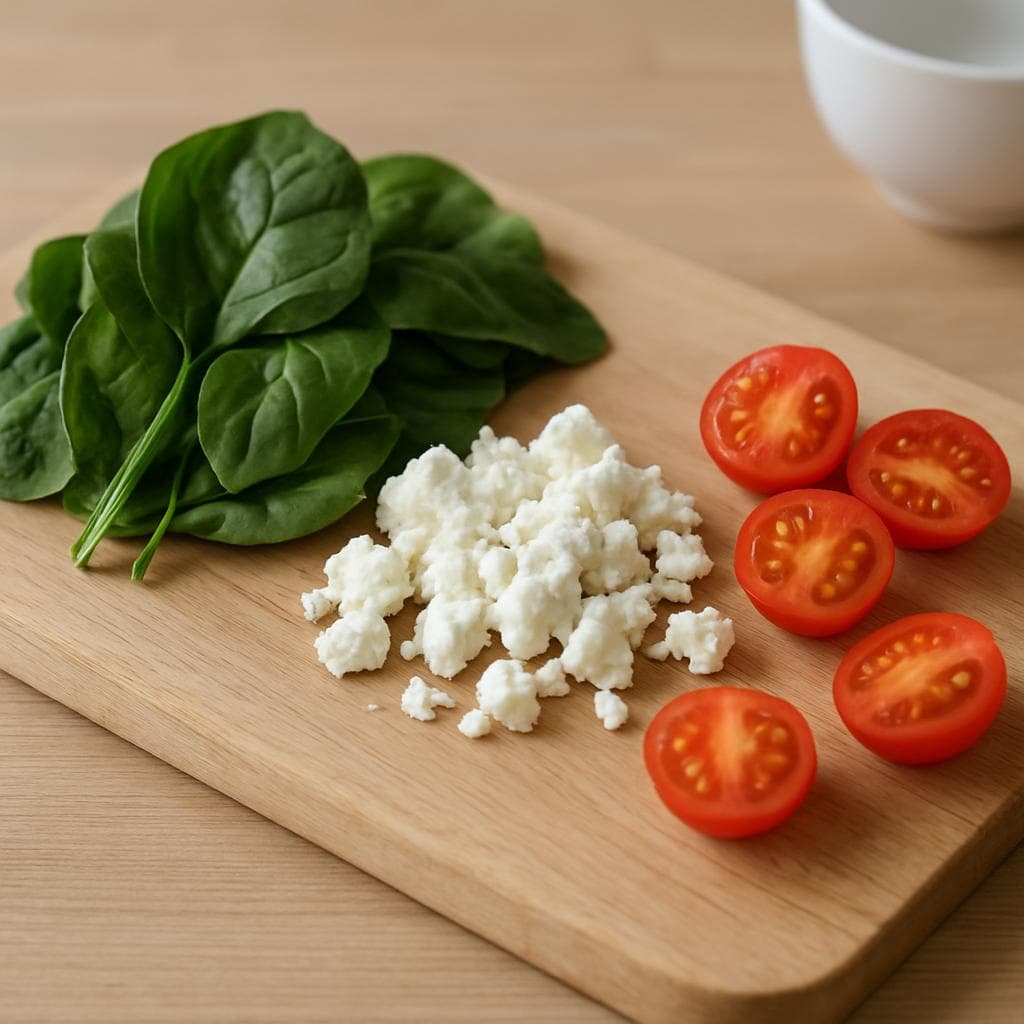 Омлет-рулет с шпинатом и фетой: шаг 2