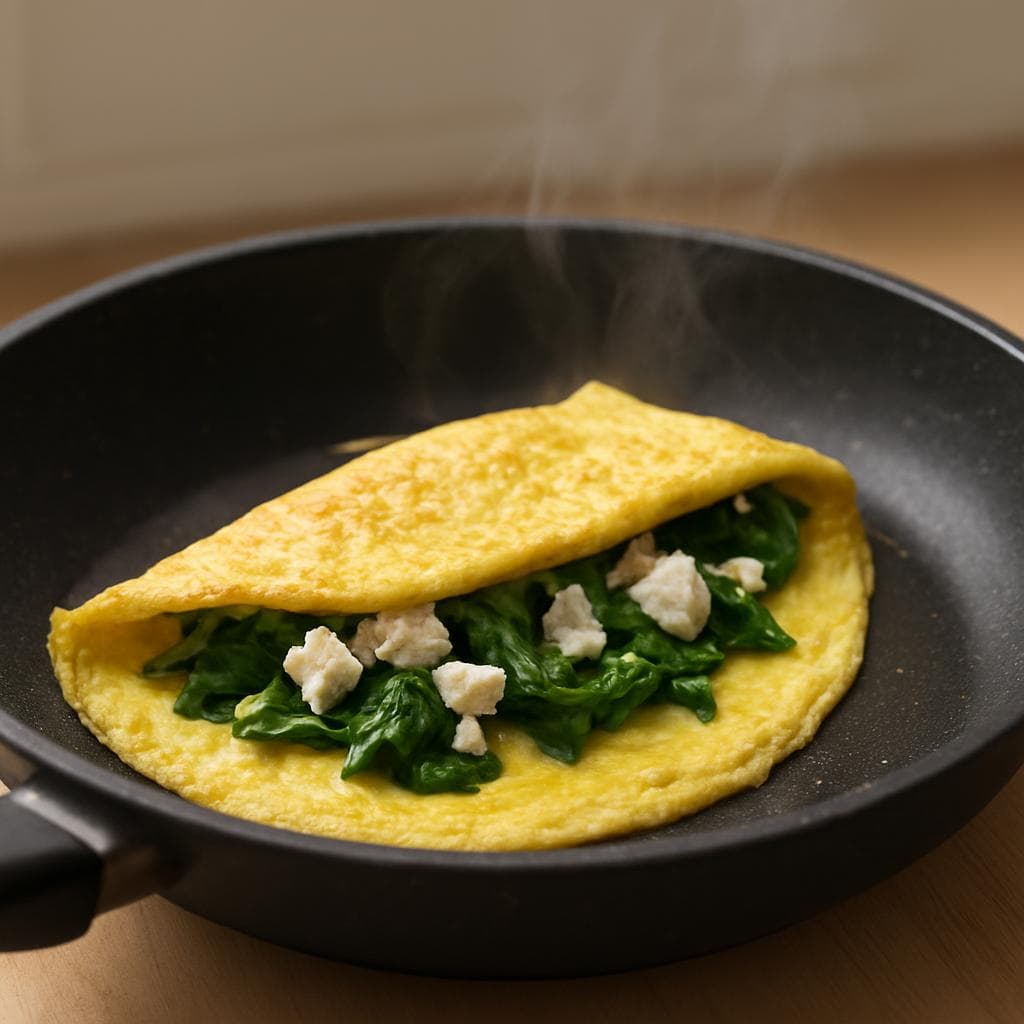 Омлет-рулет с шпинатом и фетой: шаг 4