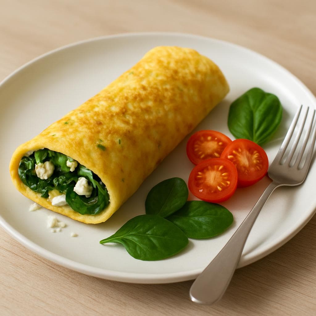 Омлет-рулет с шпинатом и фетой: шаг 5