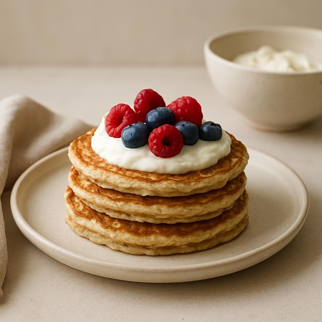 Овсяные панкейки с творожным кремом и ягодами: шаг 4