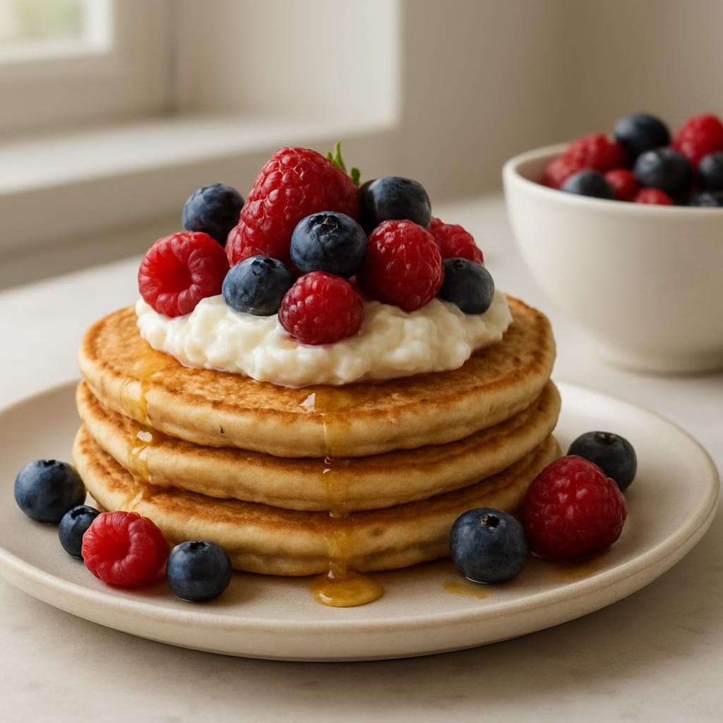 Овсяные панкейки с творожным кремом и ягодами: шаг 5