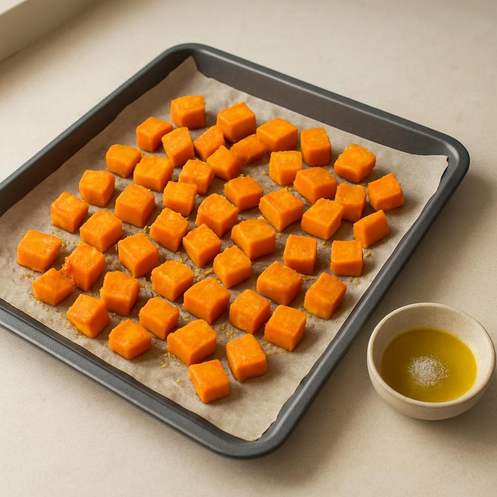 Салат с индейкой, печёной тыквой и яблоком: шаг 1