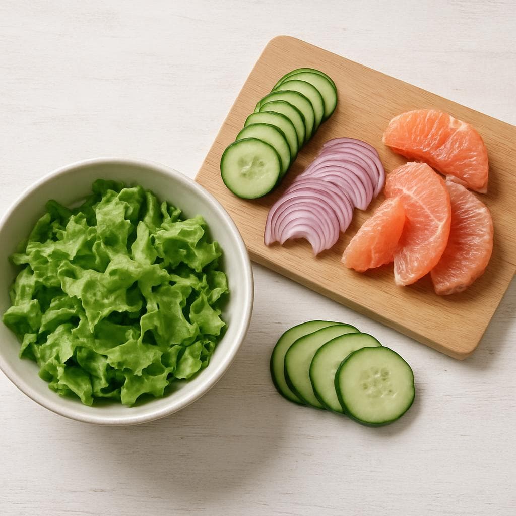 Салат с креветками, авокадо и грейпфрутом: шаг 1