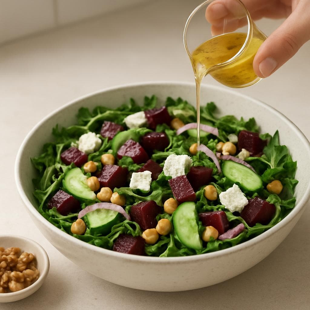 Салат с нутом, фетой и печёной свёклой: шаг 4