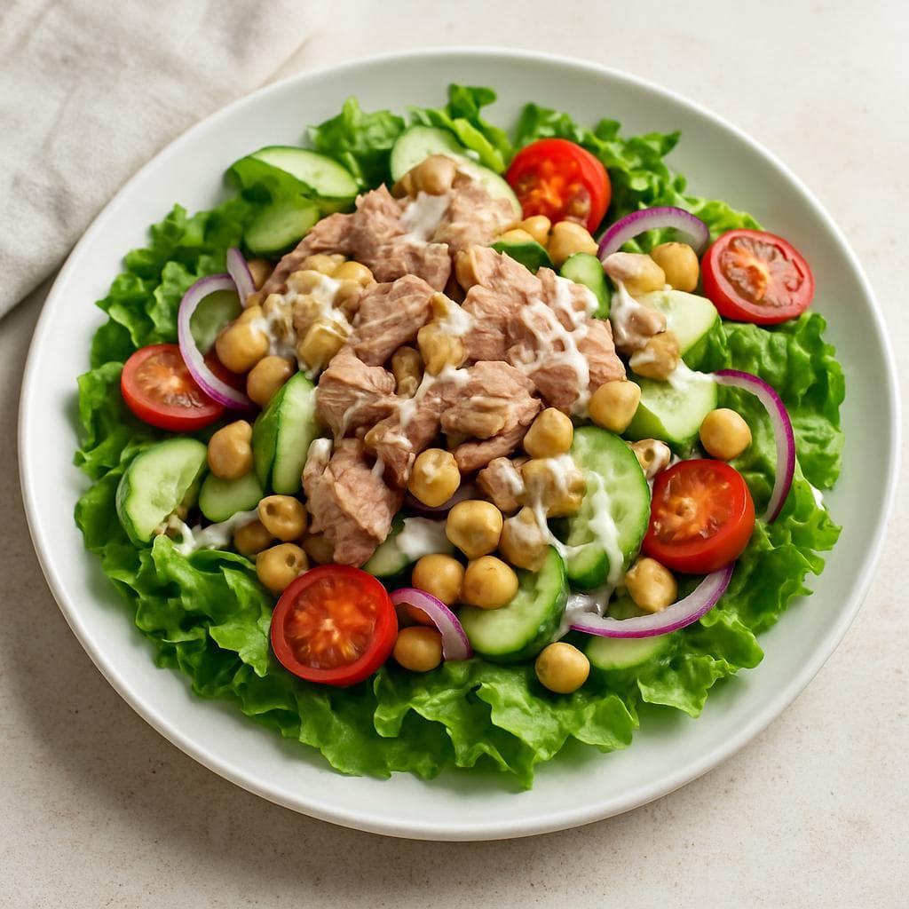 Салат с тунцом, нутом и огурцом: шаг 5