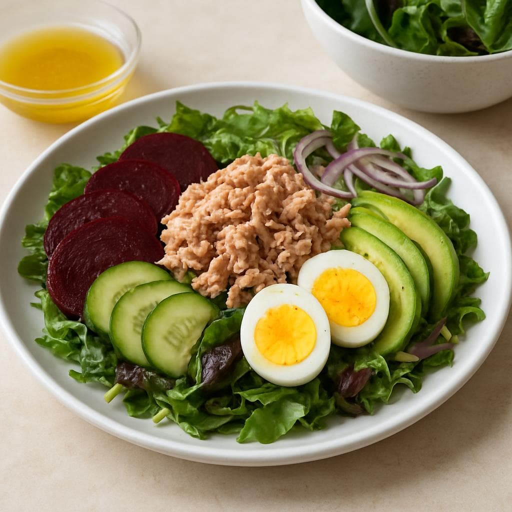 Салат с тунцом, яйцом и печёной свёклой: шаг 5