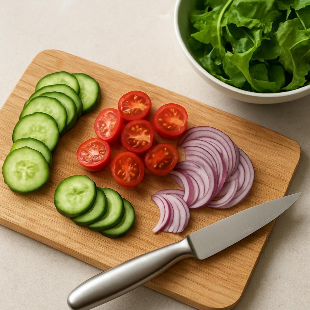 Салат с тунцом, зелёной фасолью и яйцом: шаг 2