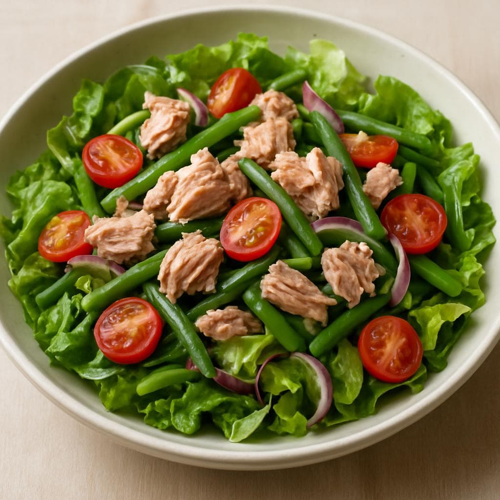 Салат с тунцом, зелёной фасолью и яйцом: шаг 3