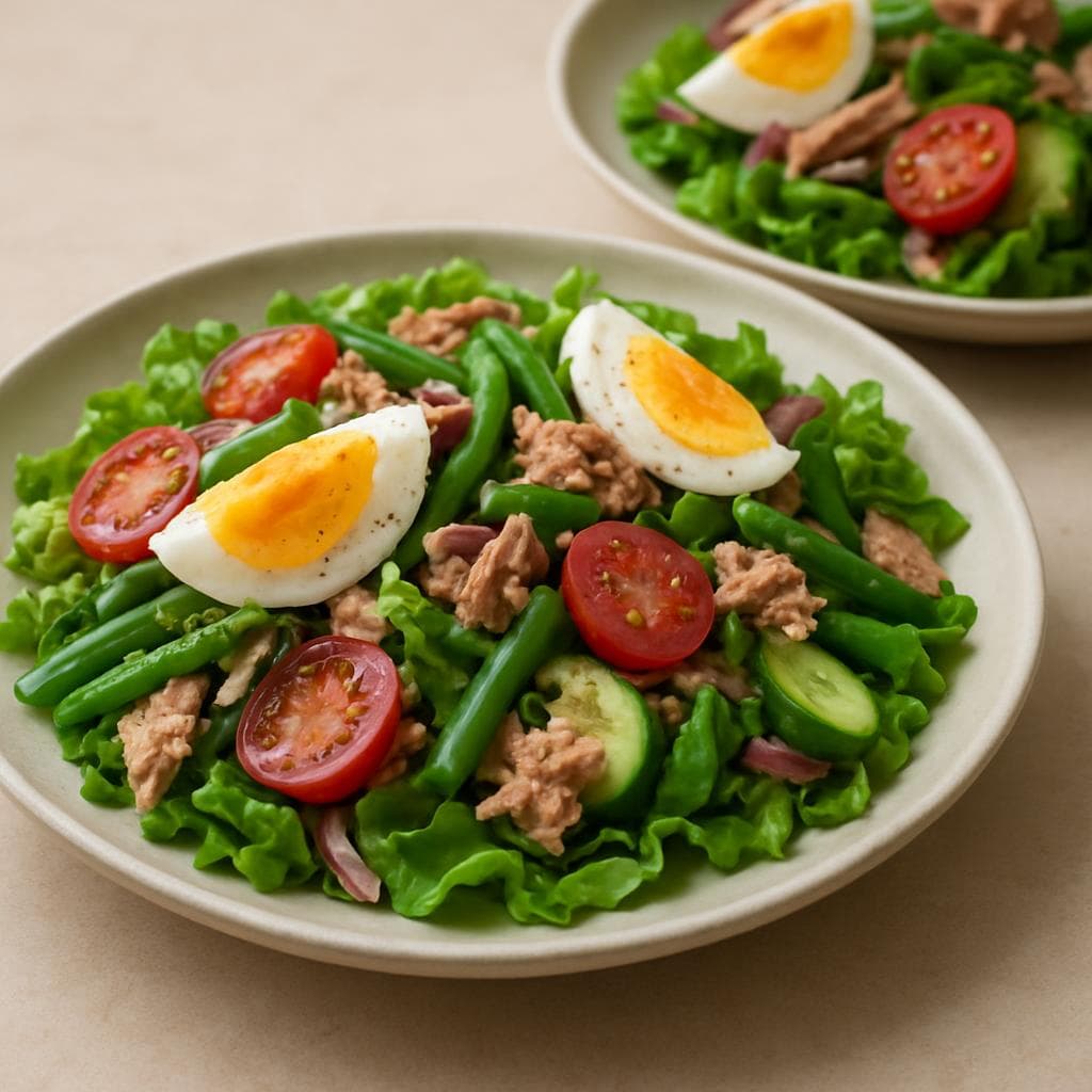 Салат с тунцом, зелёной фасолью и яйцом: шаг 5