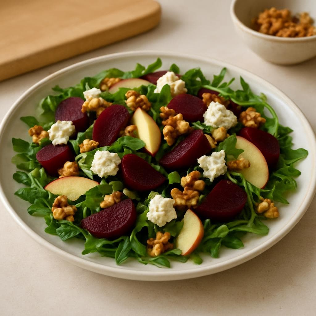 Салат с запечённой свёклой, козьим сыром и грецким орехом: шаг 3