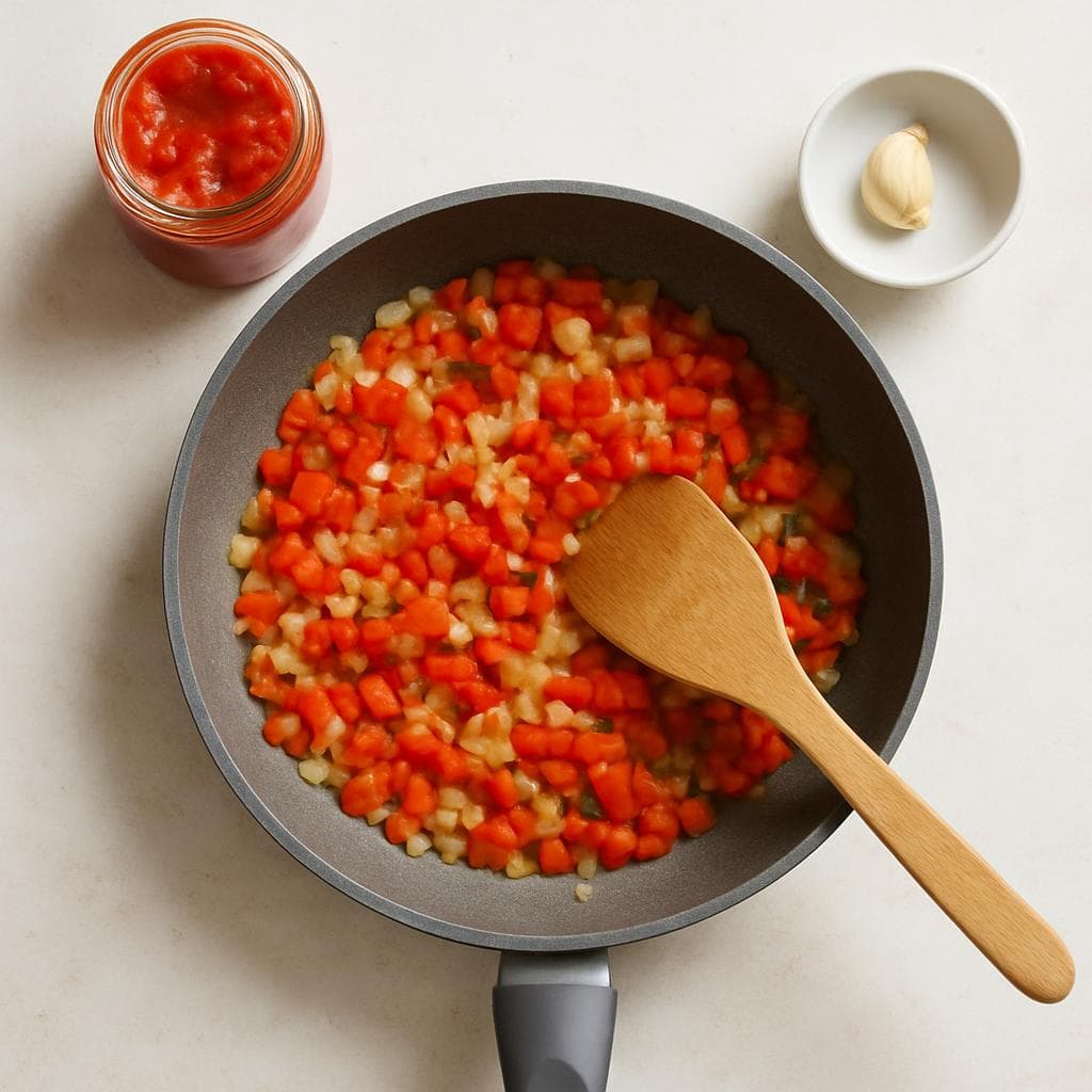 Шакшука с шпинатом и фетой: шаг 1