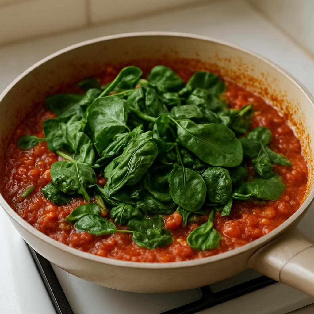 Шакшука с шпинатом и фетой: шаг 3