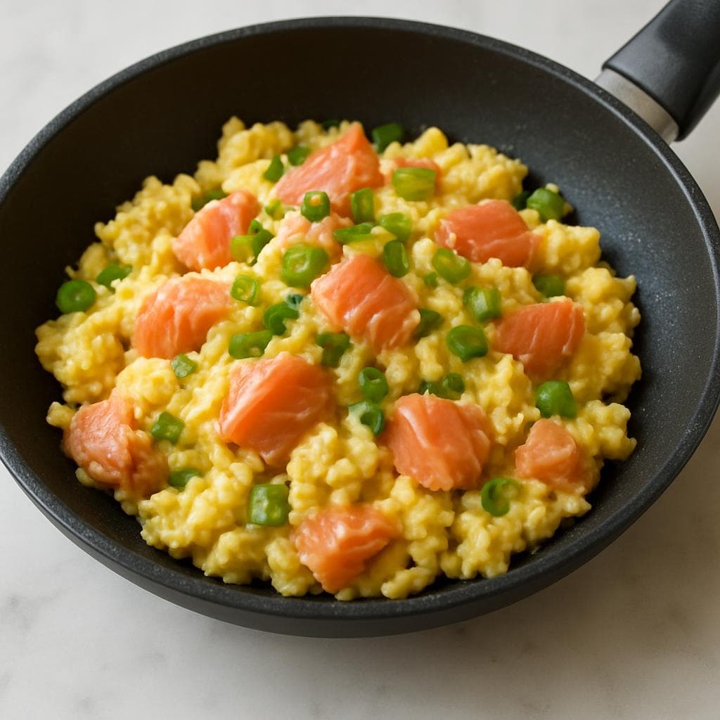 Скрэмбл с лососем и ржаными тостами: шаг 4