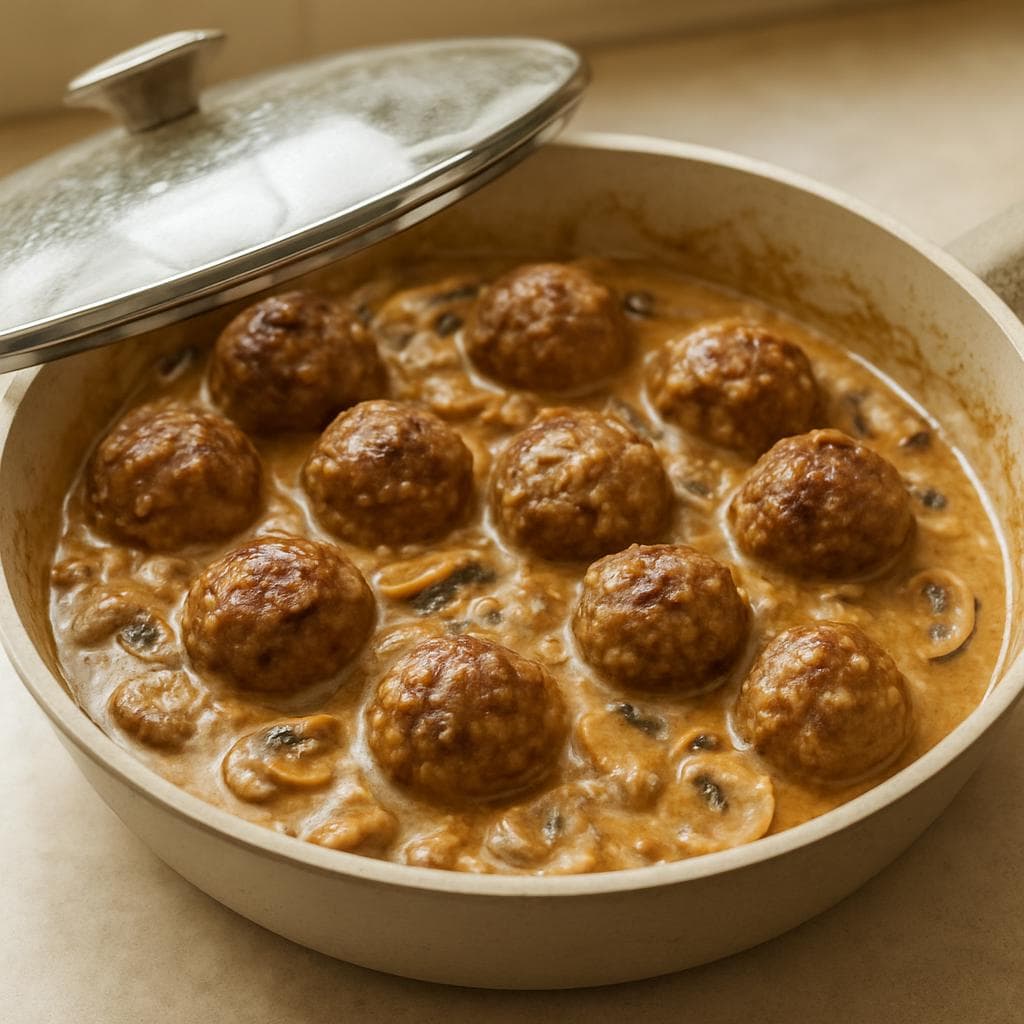 Тефтели из говядины в грибном соусе с гречкой: шаг 4