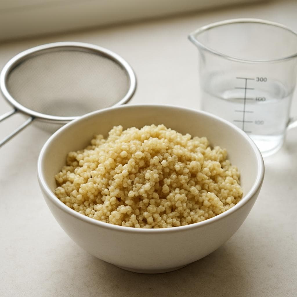 Тёплый салат с киноа, лососем и авокадо: шаг 1