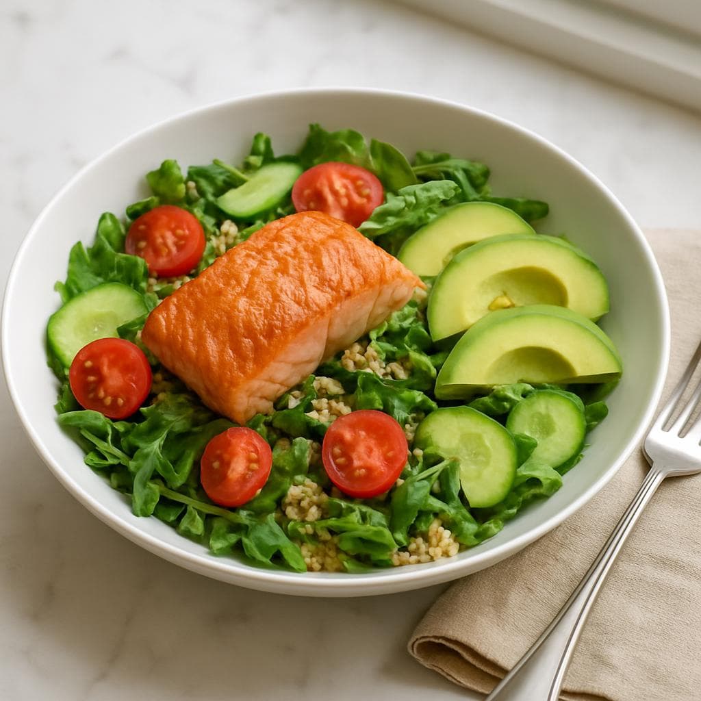 Тёплый салат с киноа, лососем и авокадо: шаг 5