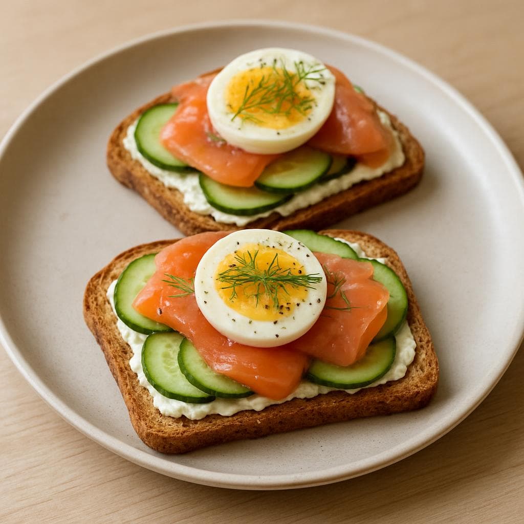 Тосты с лососем, яйцом и творожным кремом: шаг 4