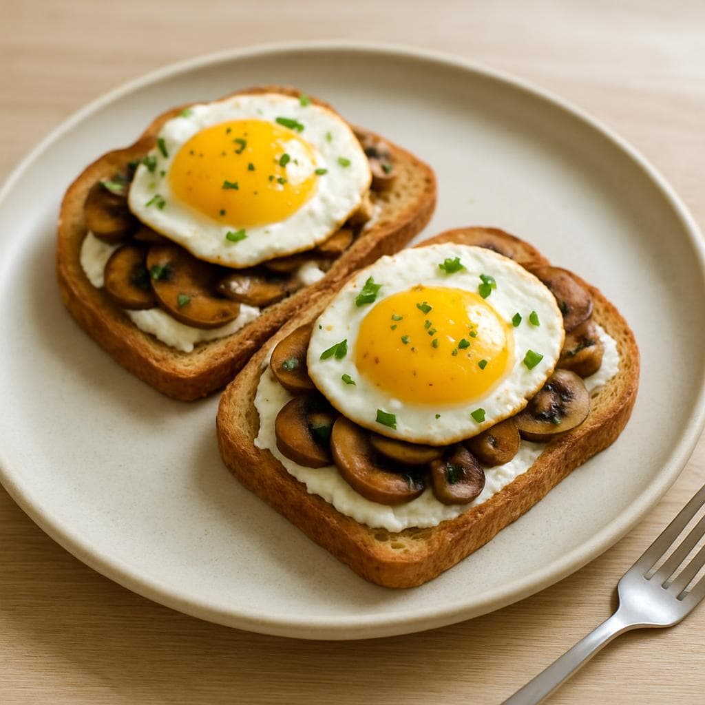 Тосты с рикоттой, яйцом и грибами: шаг 5