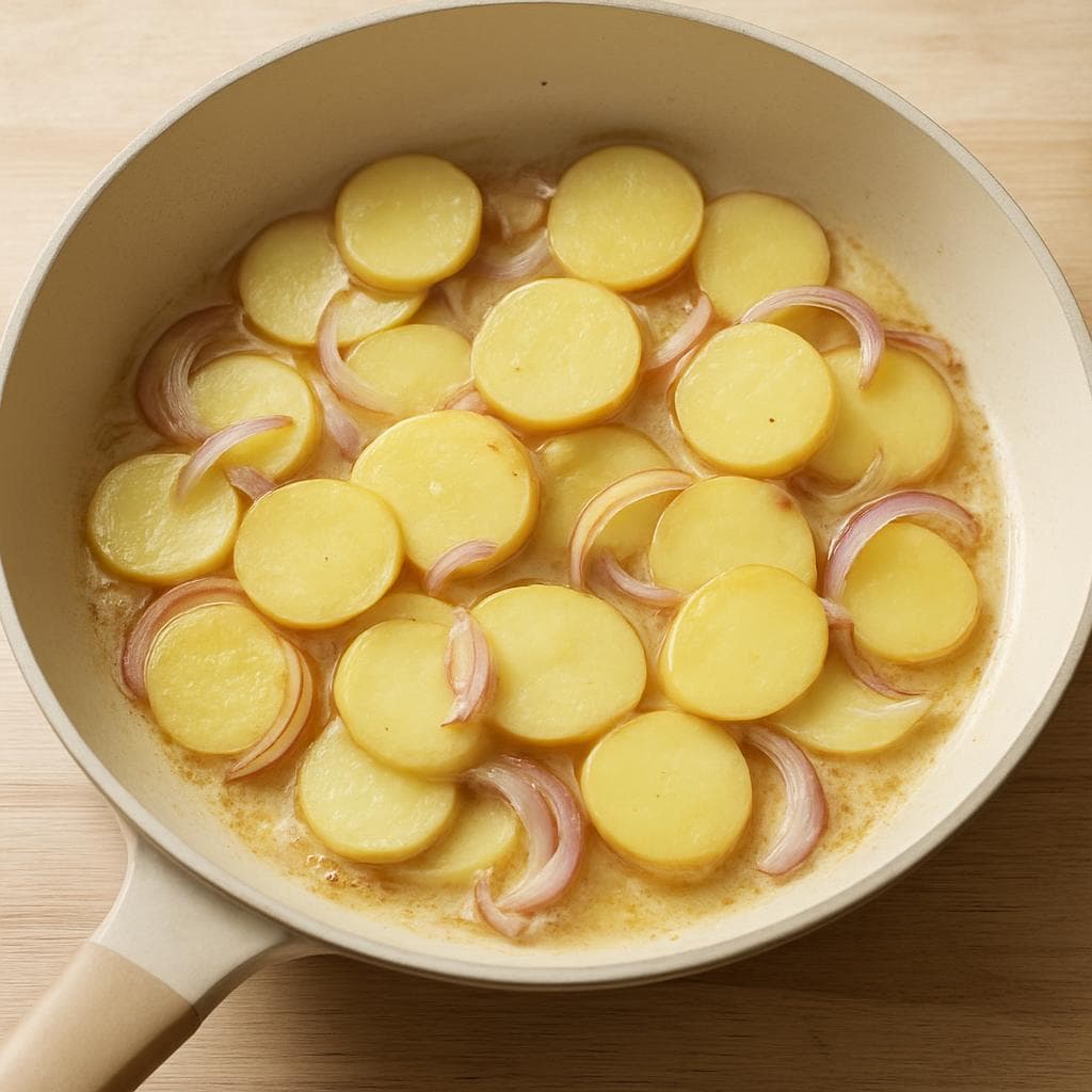 Треска с картофелем и шпинатом в сливочно-горчичном соусе: шаг 1