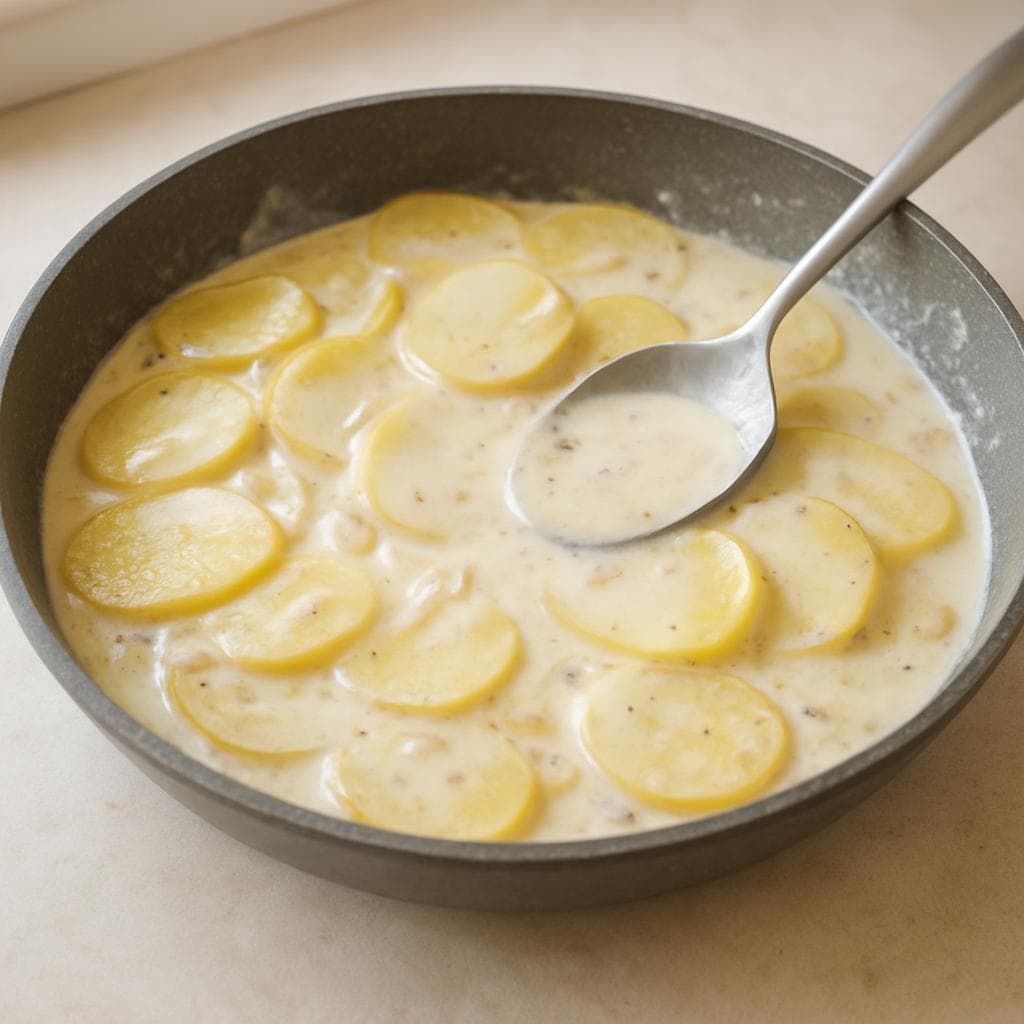 Треска с картофелем и шпинатом в сливочно-горчичном соусе: шаг 2