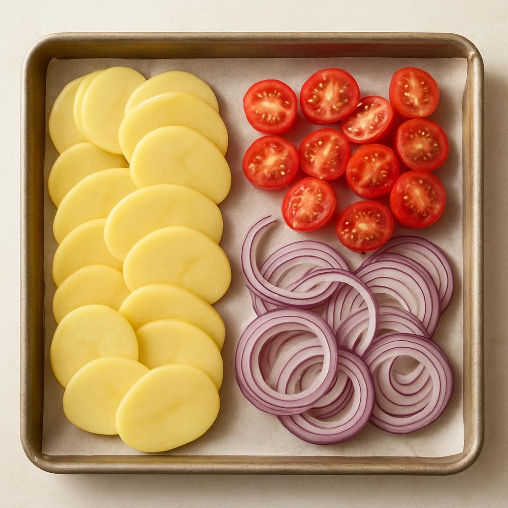 Треска с картофелем и томатами в духовке: шаг 1