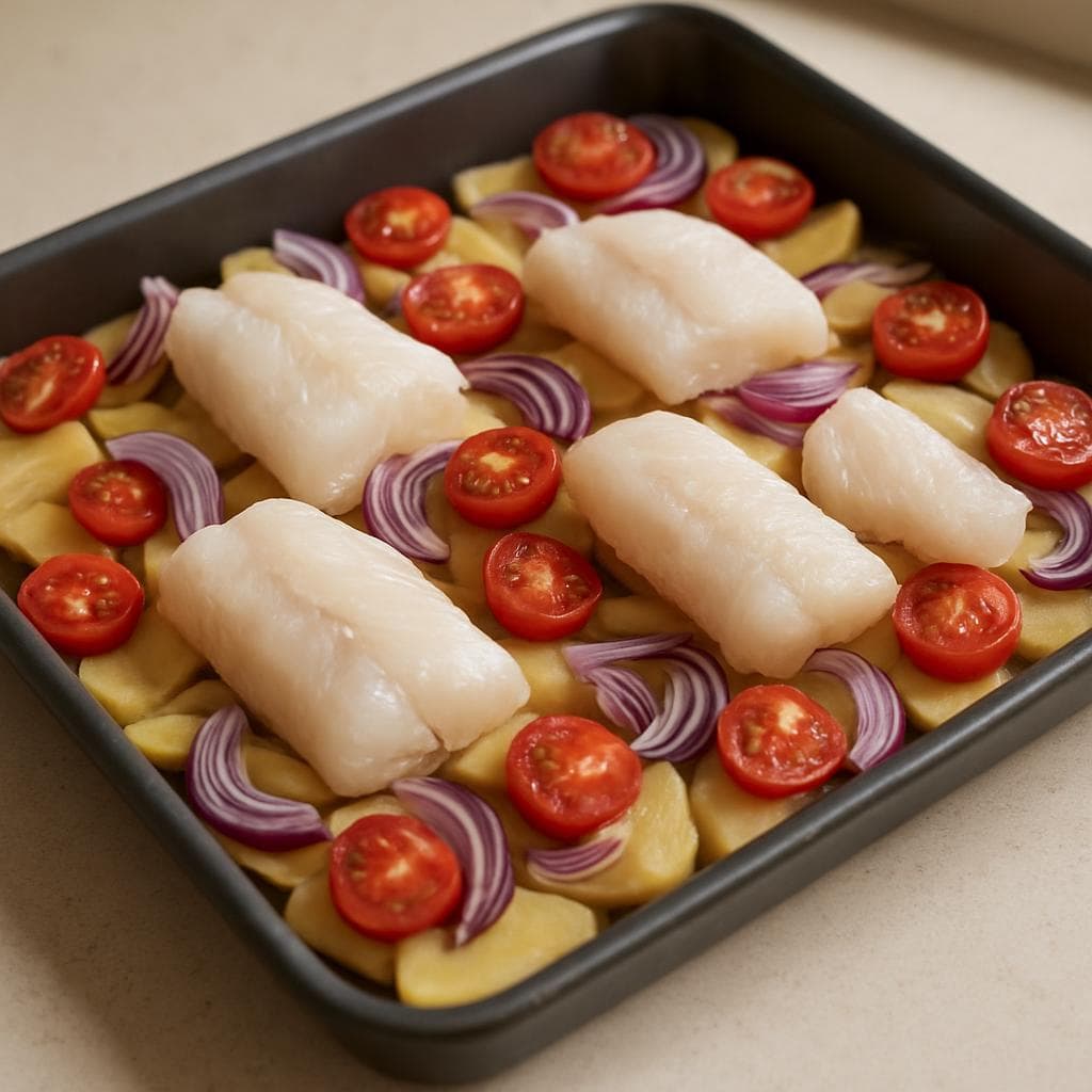 Треска с картофелем и томатами в духовке: шаг 2