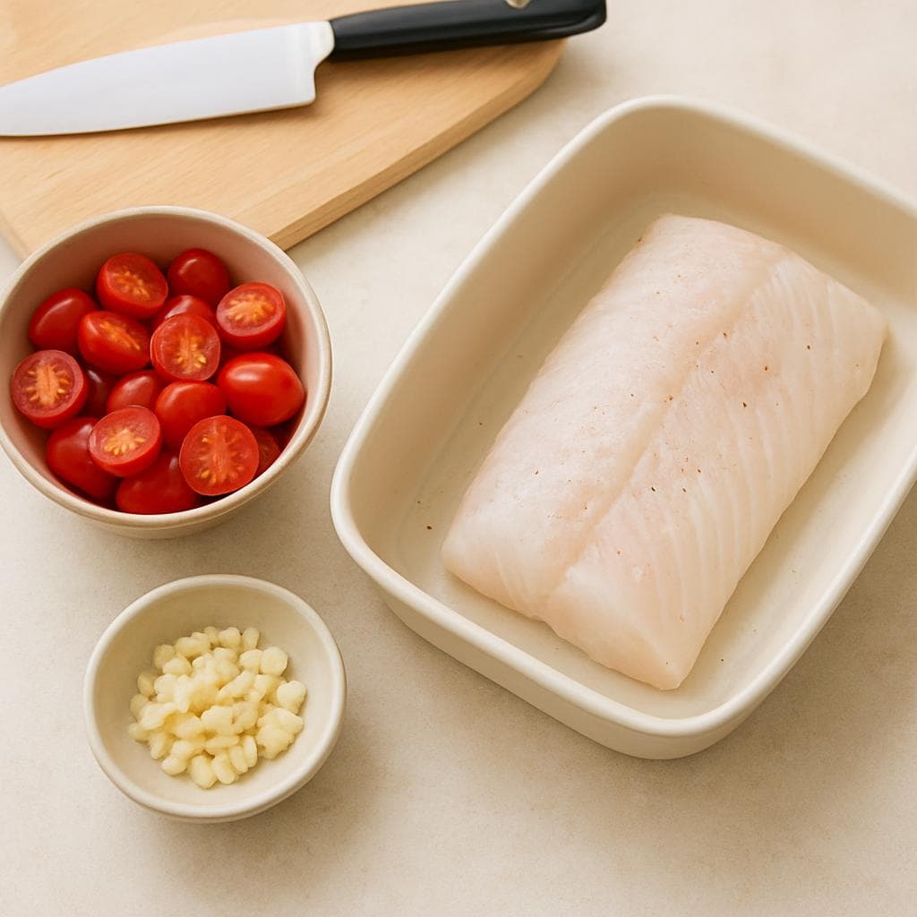 Треска с томатами и шпинатом в духовке: шаг 1