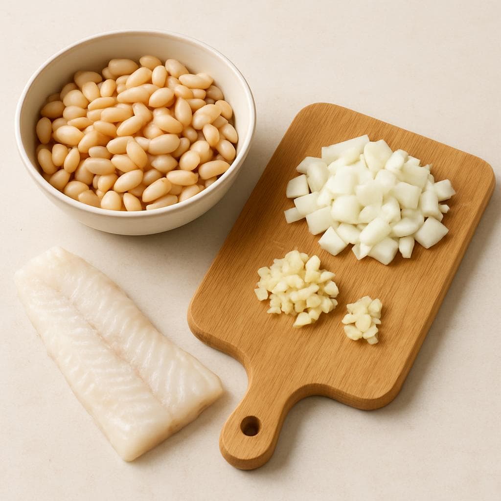 Треска в томатах с фасолью: шаг 1