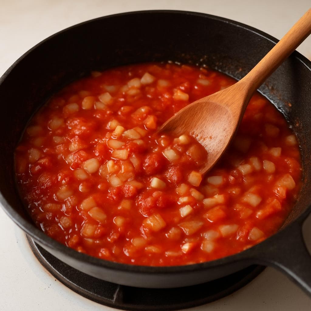 Треска в томатах с фасолью: шаг 2