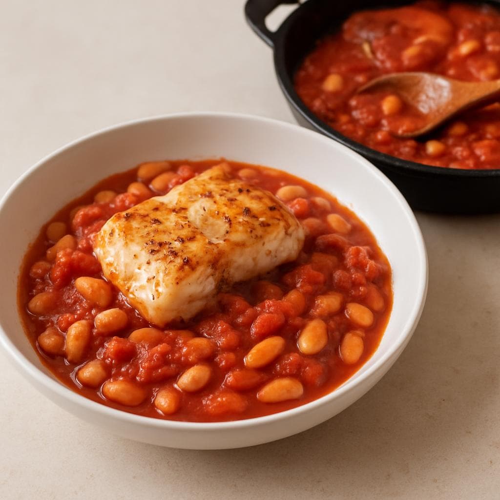 Треска в томатах с фасолью: шаг 5