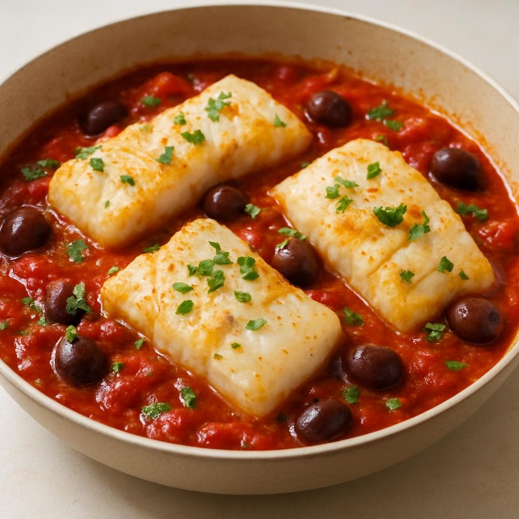 Треска в томатно-оливковом соусе с картофелем: шаг 4