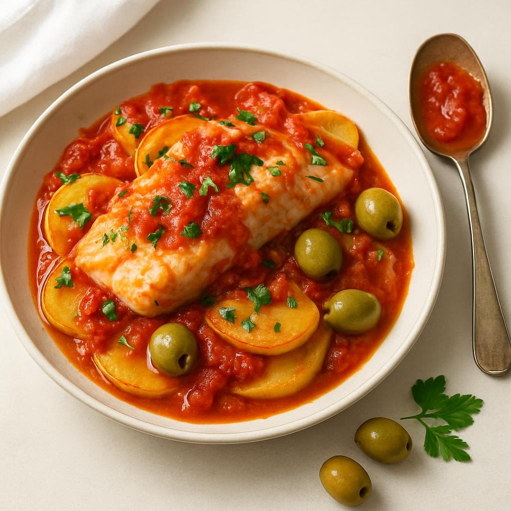 Треска в томатно-оливковом соусе с картофелем: шаг 5