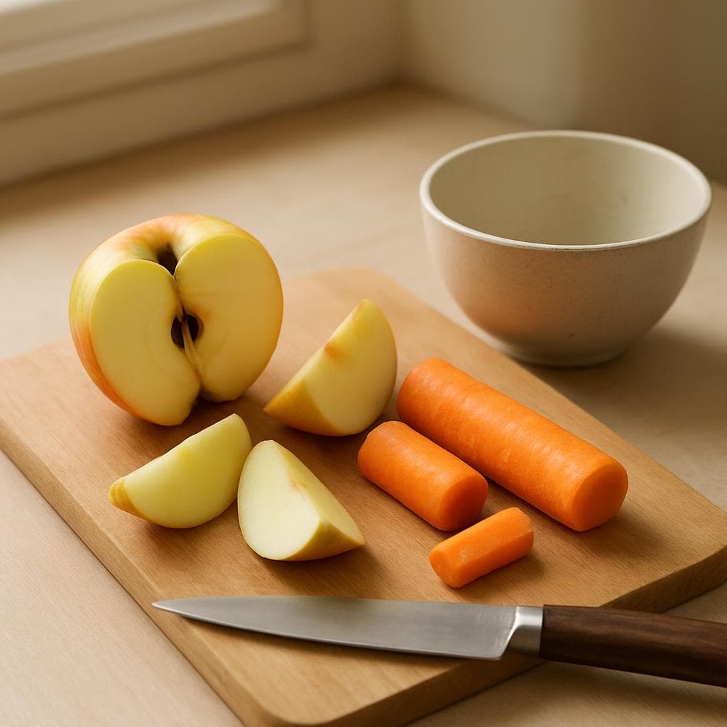 Яблочно-морковный шейк с йогуртом: шаг 1