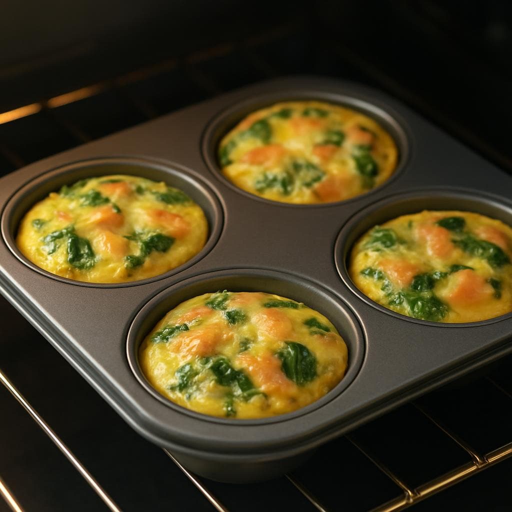 Яичные маффины с лососем и шпинатом: шаг 4