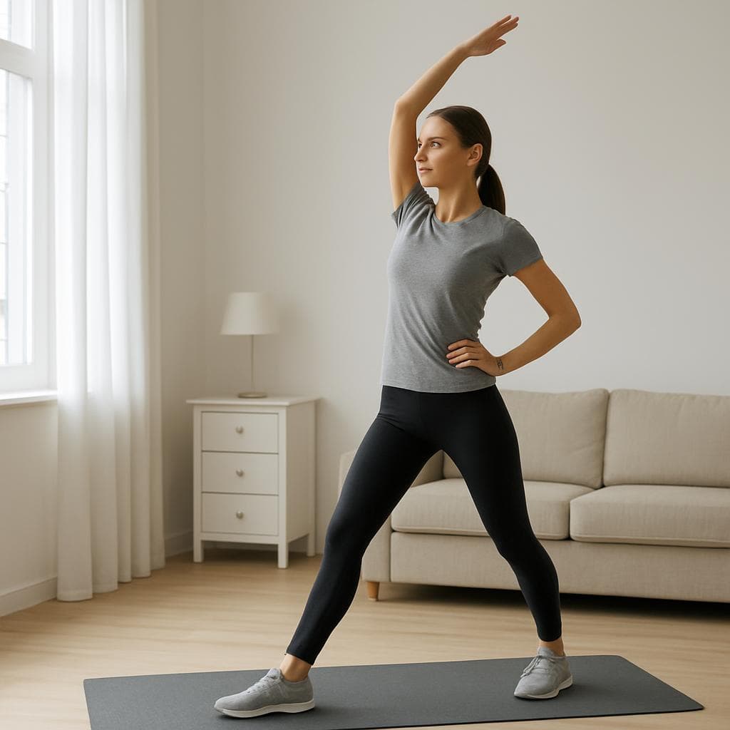 Calentamiento de cuerpo completo en casa, sin saltos: шаг 5