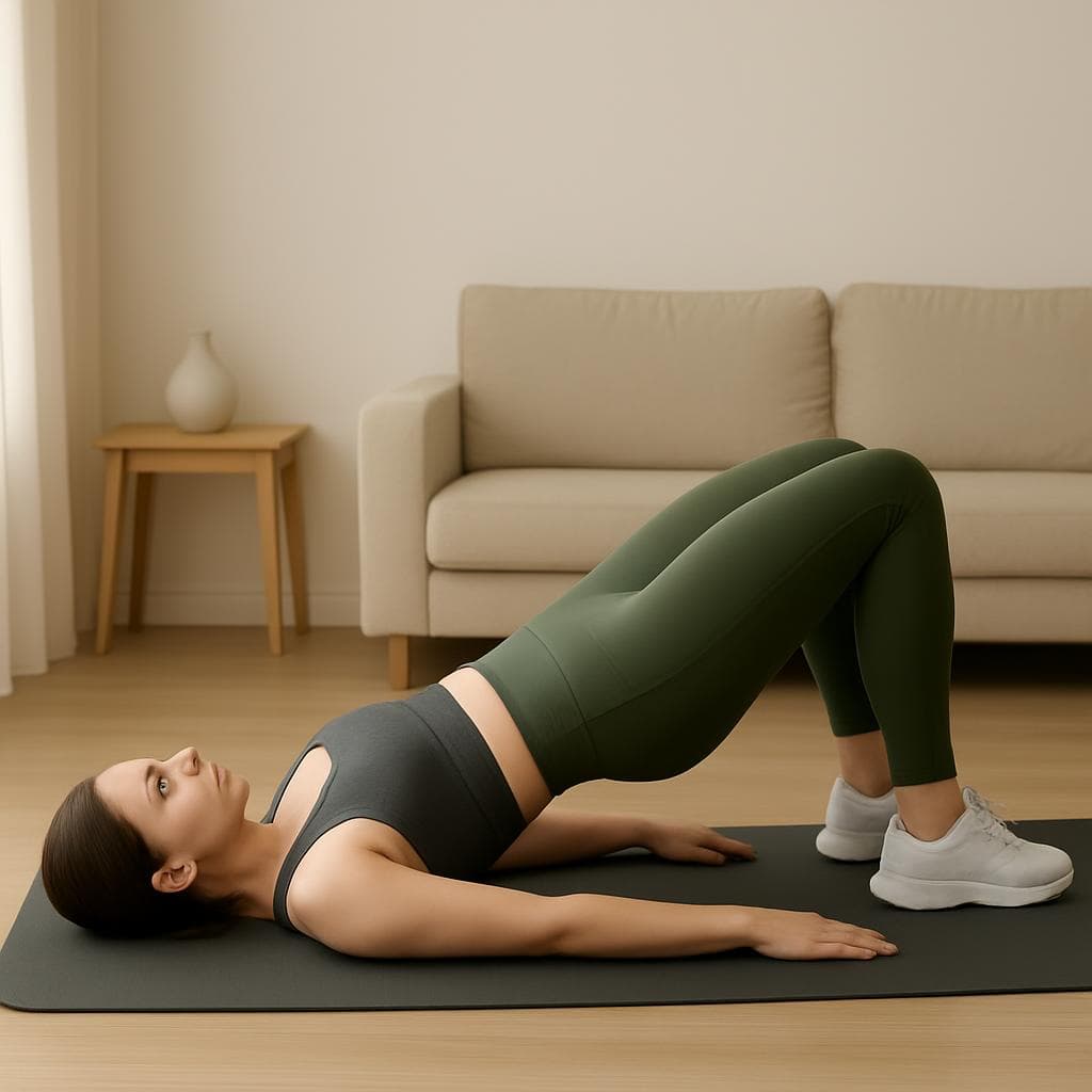 Ягодичный мост на коврике: шаг 2